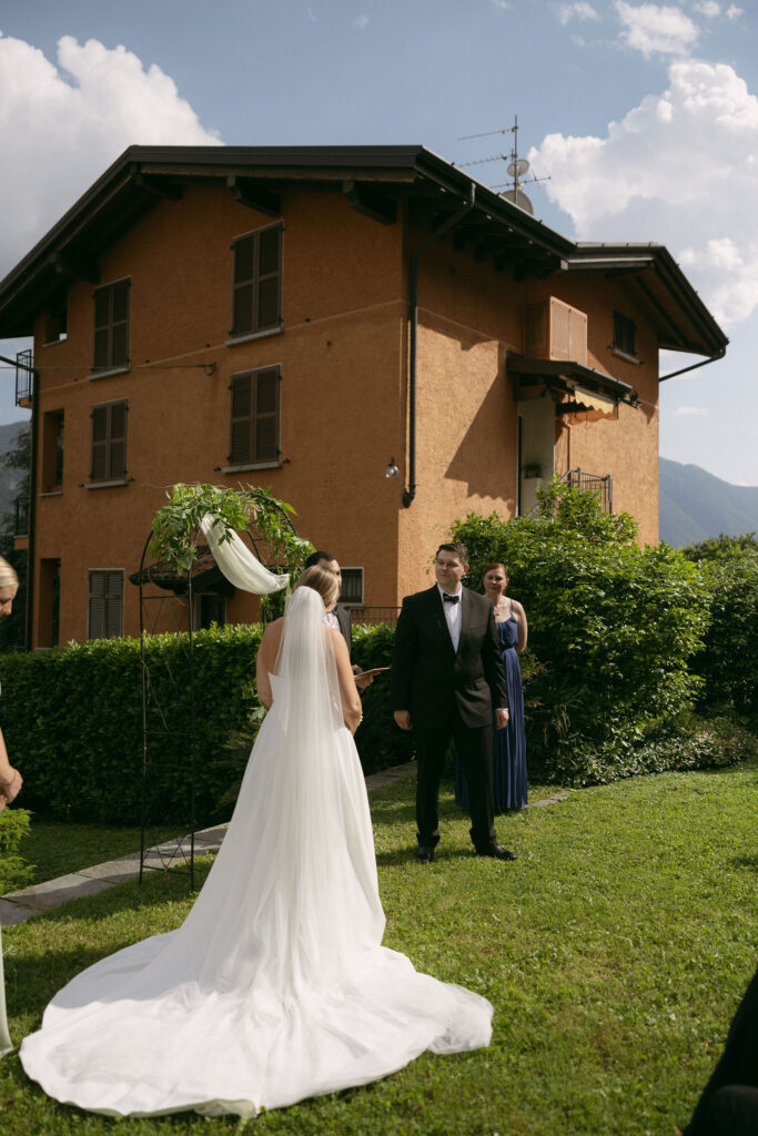 An intimate outdoor Lake Como elopement ceremony