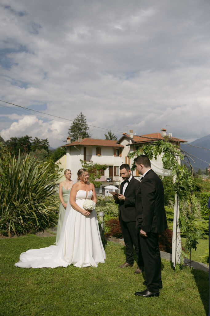 An intimate outdoor Lake Como elopement ceremony