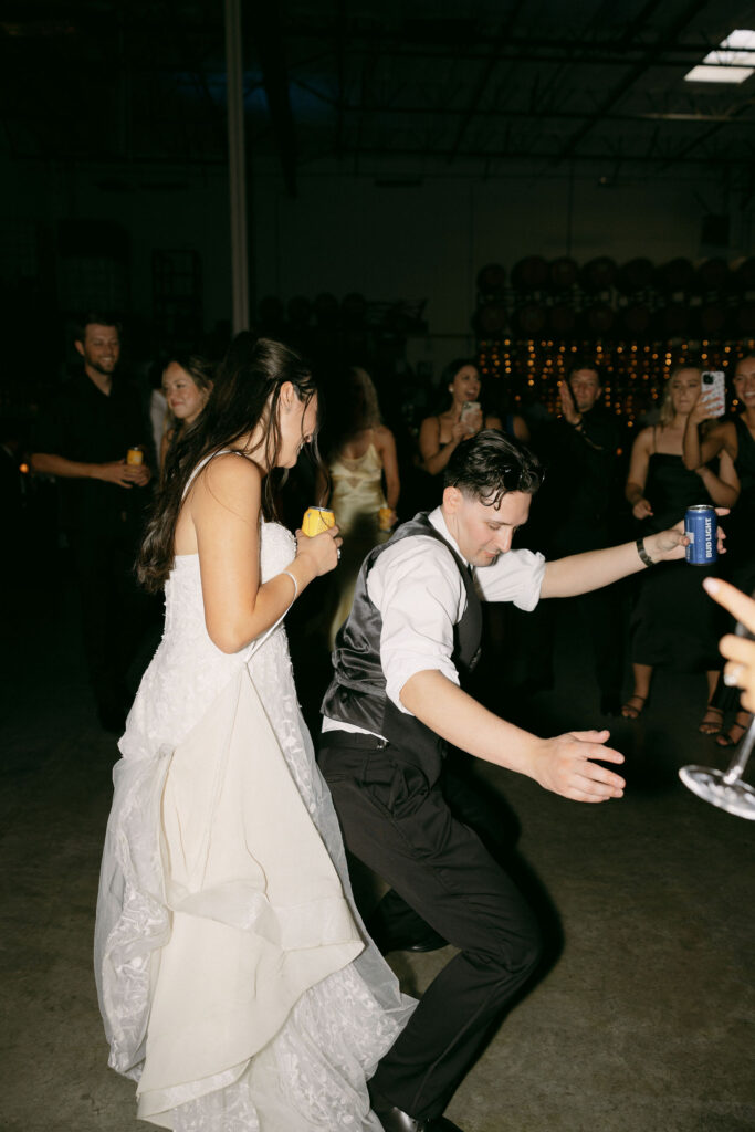 Bride and groom dancing during the reception