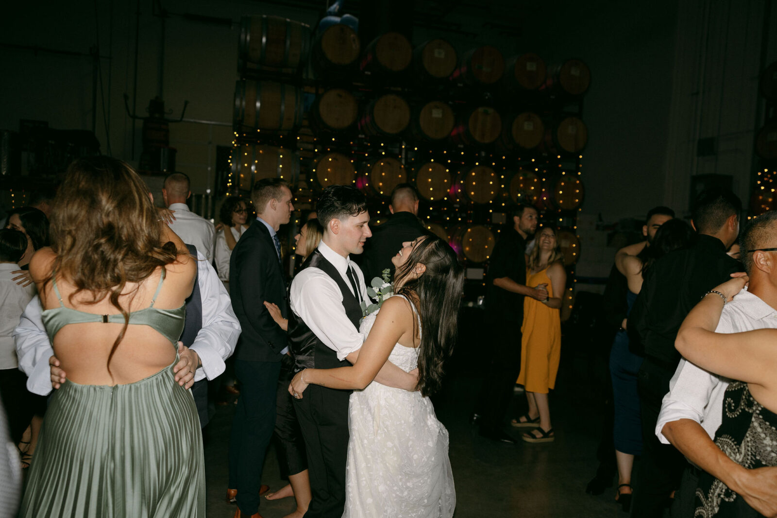 Bride and groom dancing during their Grape Expectations reception in Las Vegas