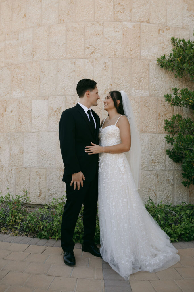 Bride and groom portraits outside of Lakeside Weddings and Events Las Vegas