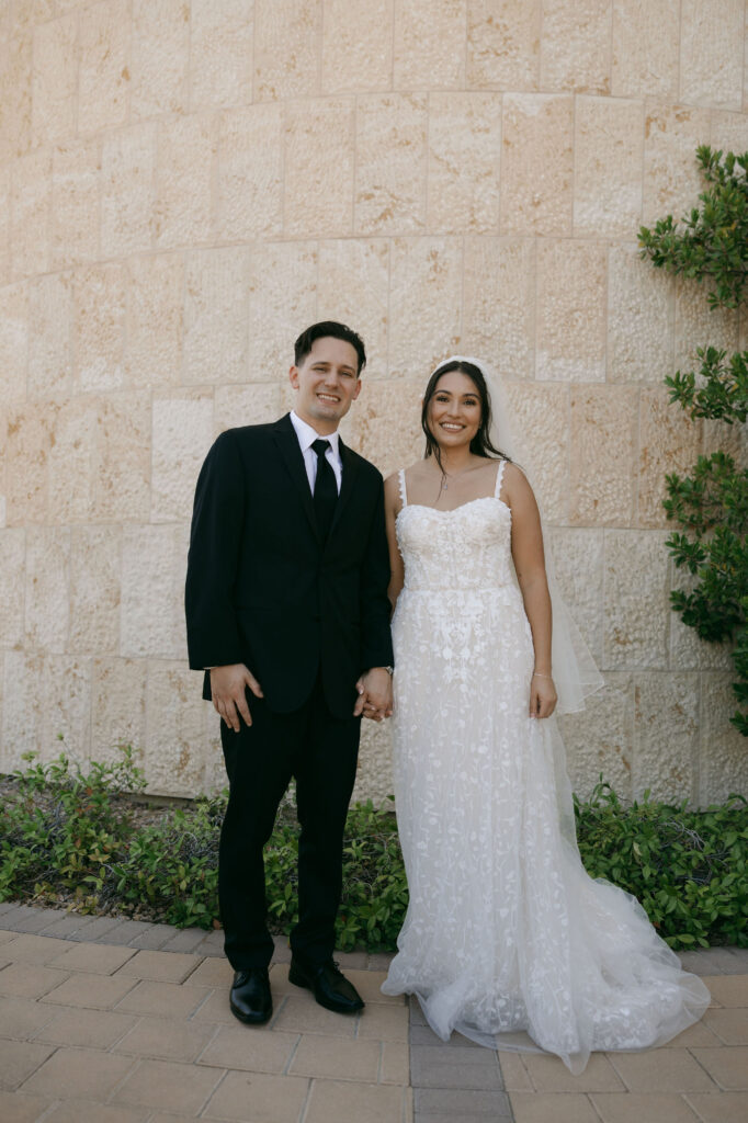 Bride and groom portraits outside of Lakeside Weddings and Events Las Vegas