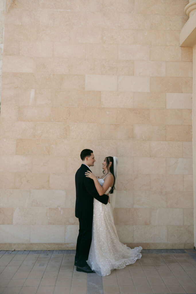 Bride and groom portraits outside of Lakeside Weddings and Events Las Vegas