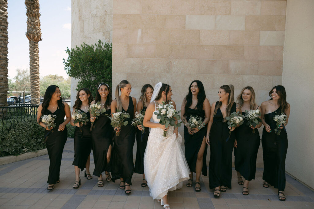 Bride and bridesmaids portraits at Lakeside Wedding and Events Las Vegas