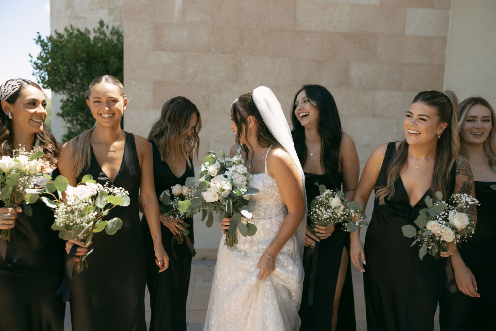 Bride and bridesmaids portraits at Lakeside Wedding and Events Las Vegas