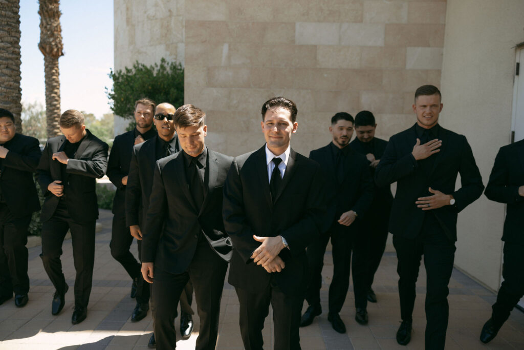 Groom and groomsmen portraits at Lakeside Wedding and Events Las Vegas