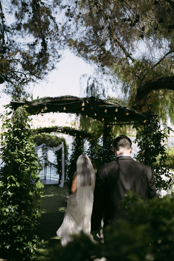 Bride and grooms Lakeside Weddings and Events Las Vegas wedding photos in Heritage Garden