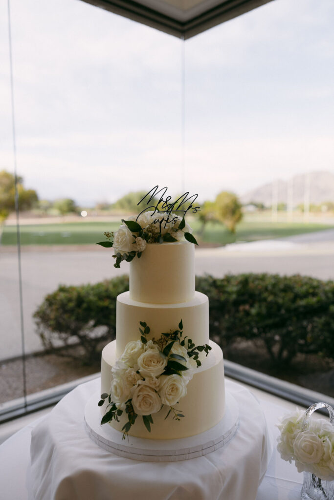 Three tiered classic wedding cake