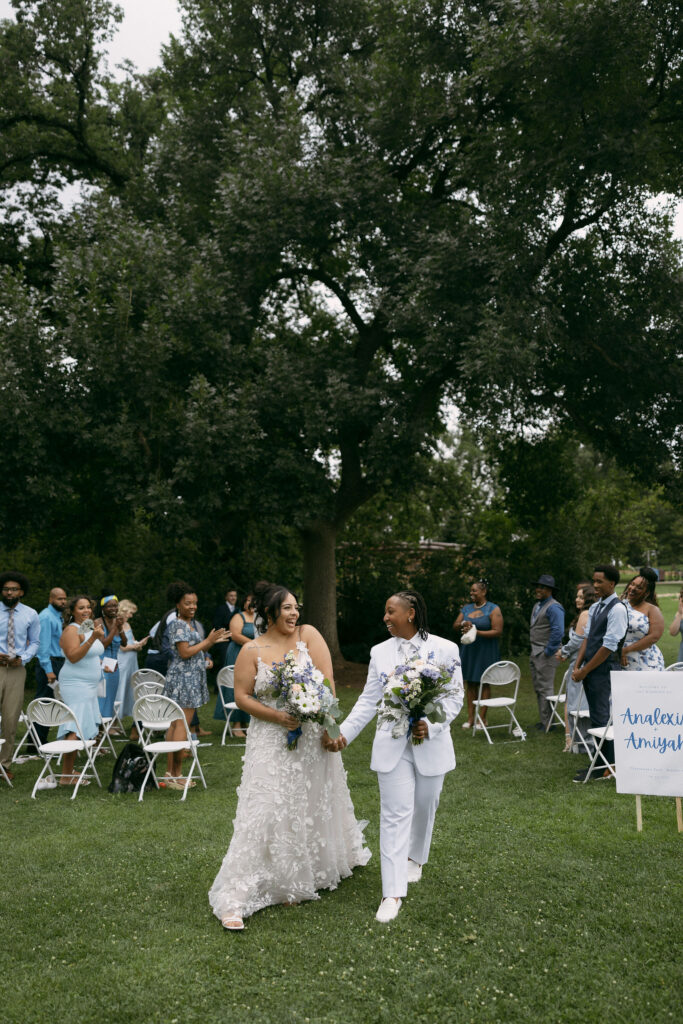 An intimate outdoor Chautauqua Park wedding ceremony