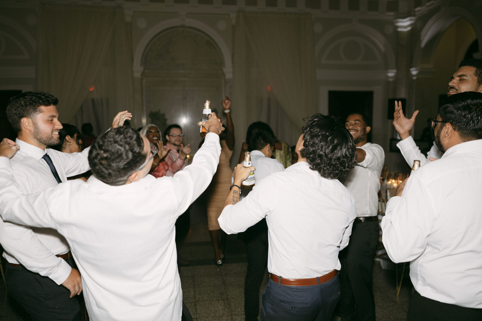 Guests dancing during a reception