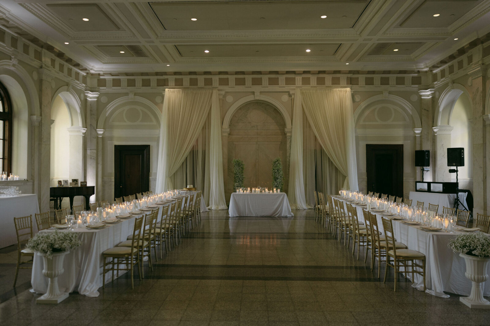 An intimate Historic DeKalb Courthouse wedding reception in Atlanta, Georgia