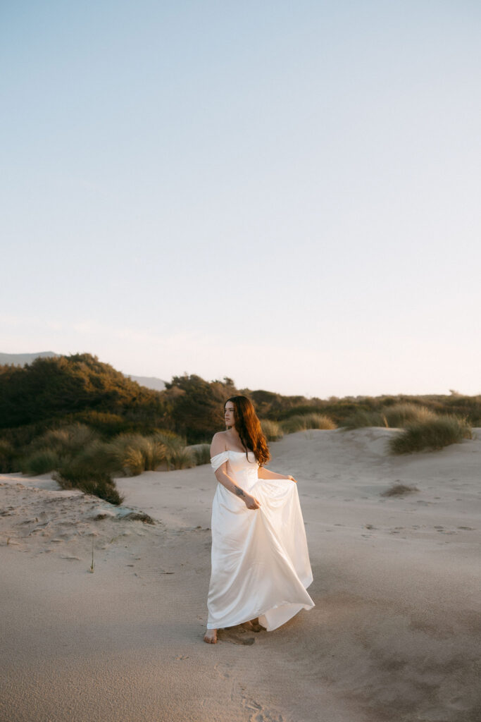 Bride posing along the Northern Coast for her elopement photos