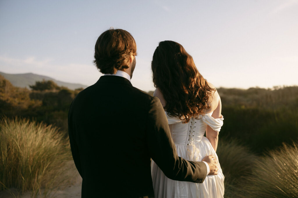 Couple admiring the views of Nehalem Bay, OR