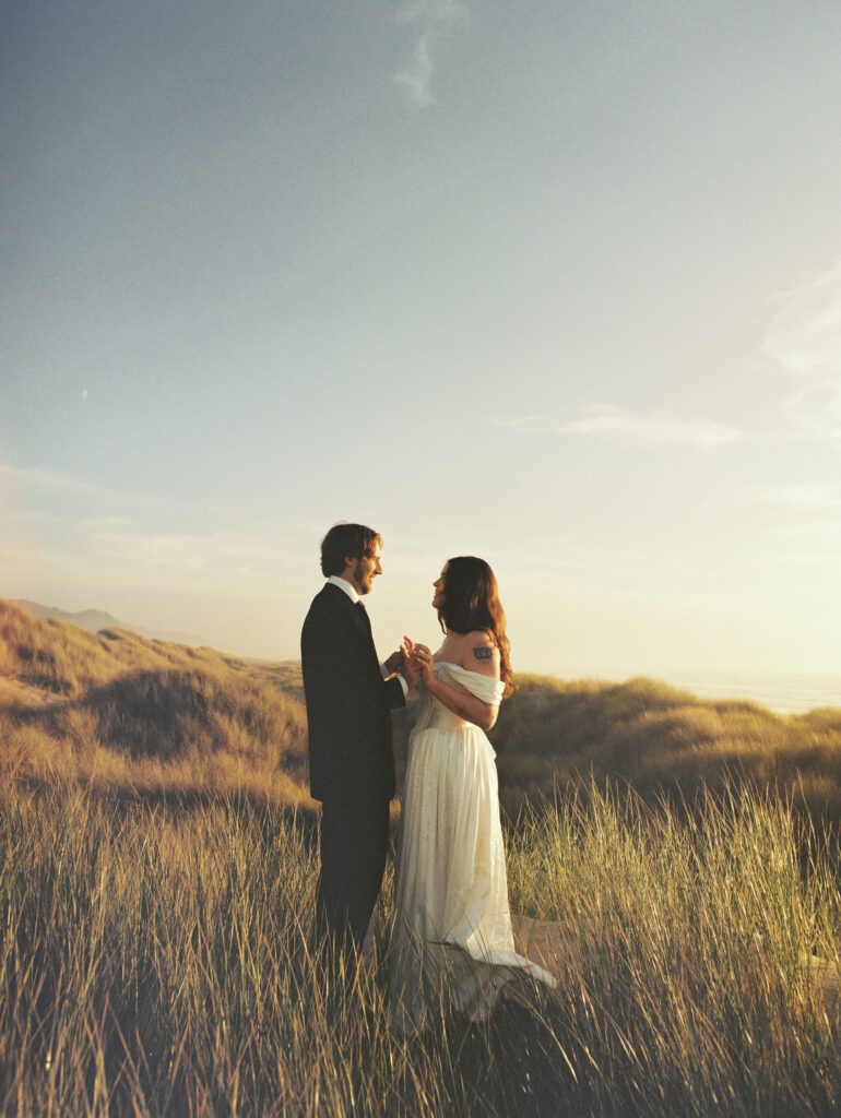 Film elopement photography from a Northern Oregon Coast elopement at Nehalem Bay
