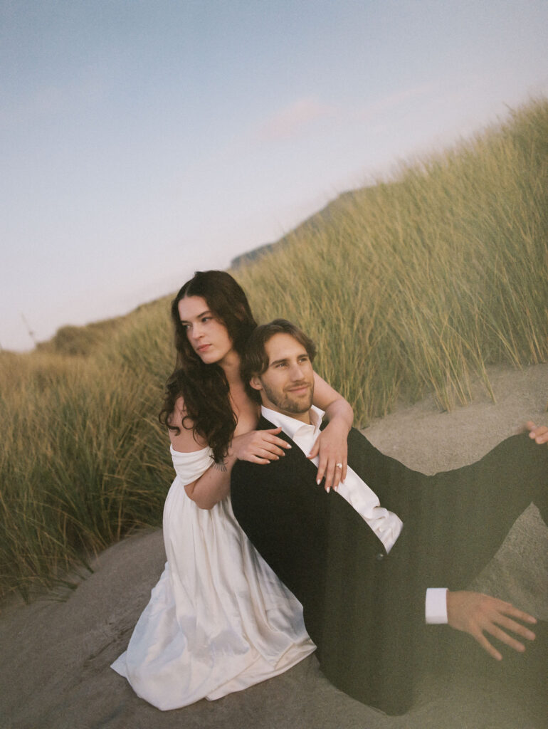 Film elopement photography from a Northern Oregon Coast elopement at Nehalem Bay
