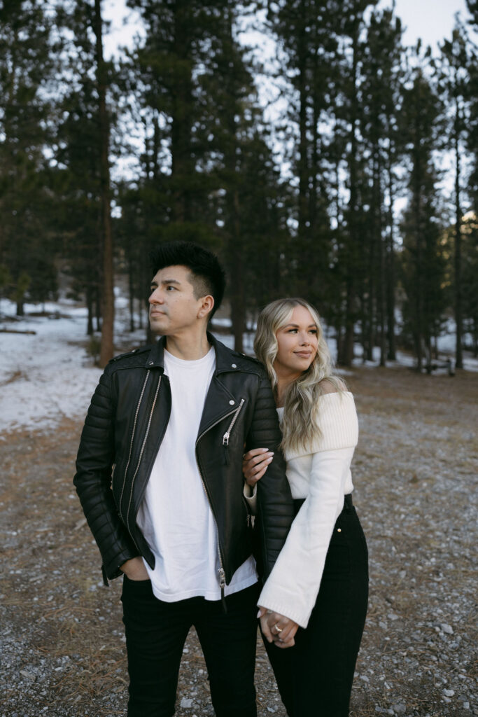 Couple posing side by side during their photoshoot in MT Charleston