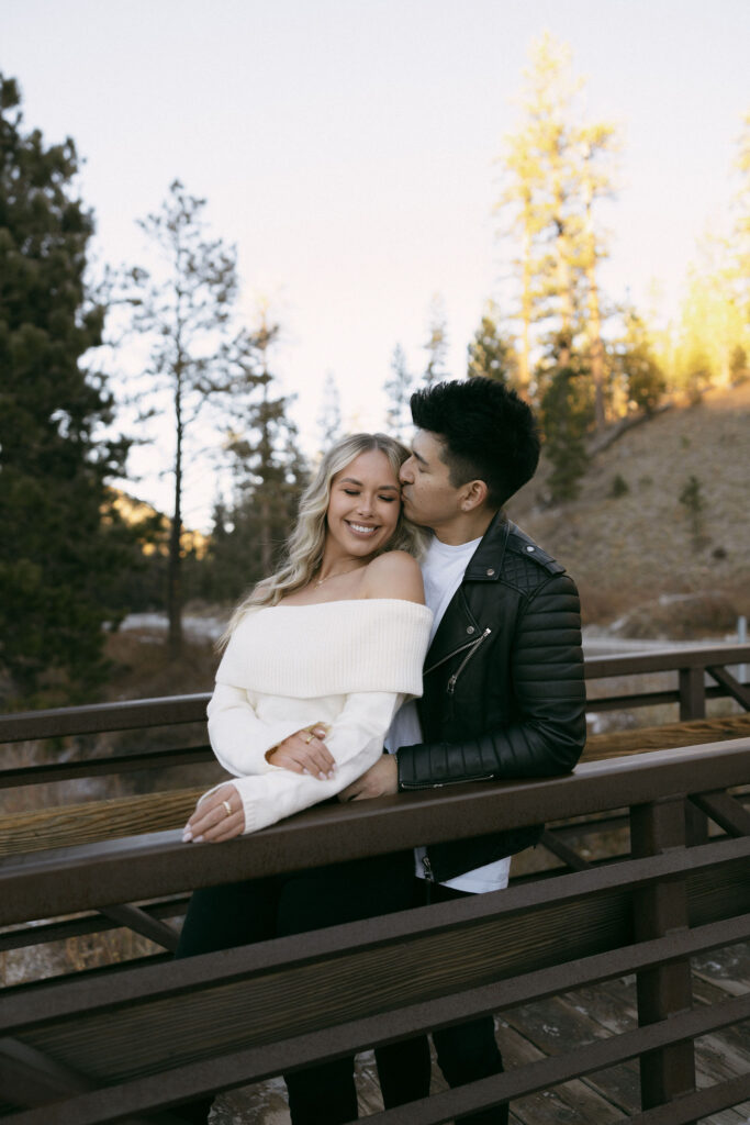 Couples posing on a bridge in Mt Charleston