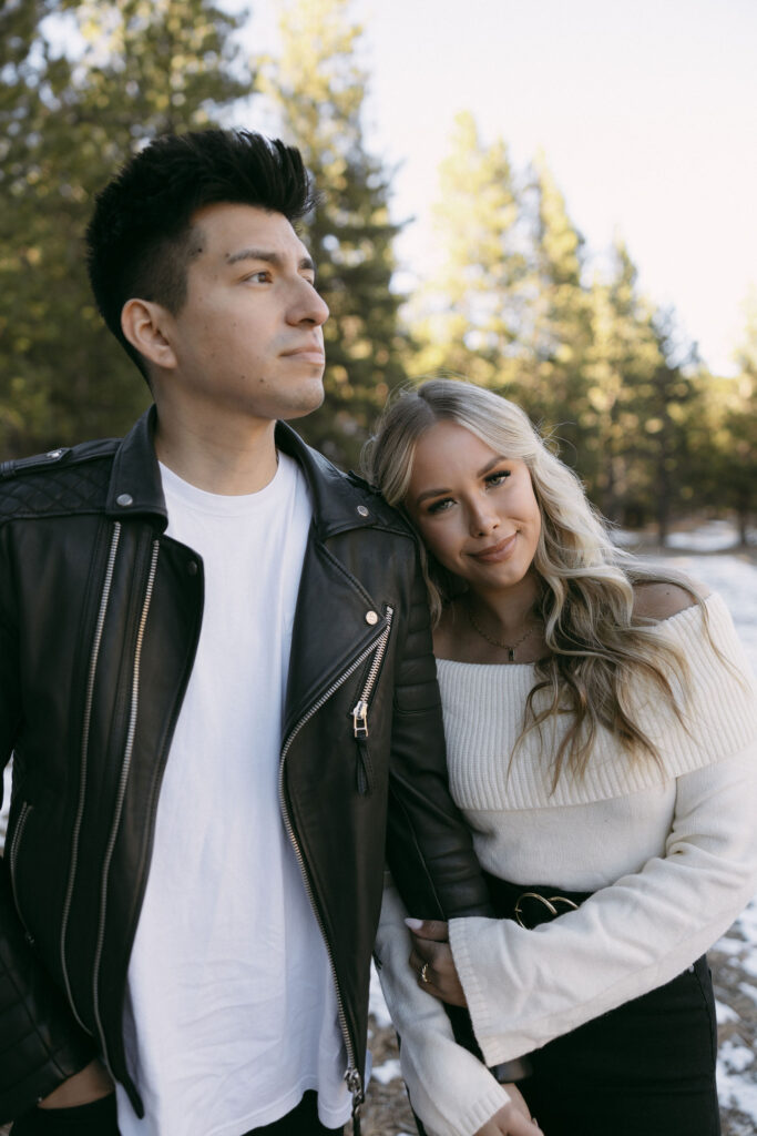 Couple posing side by side during their photoshoot in MT Charleston