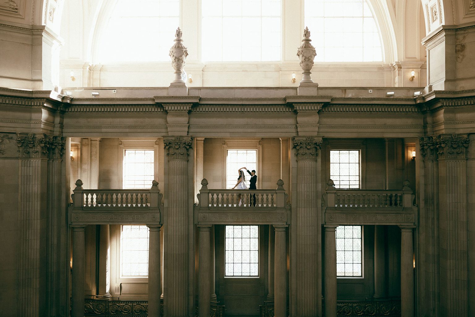 Couple dancing during their San Francisco City Hall engagement photos