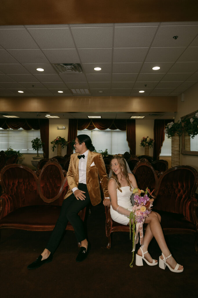 Bride and grooms editorial Chapel Amore wedding portraits in Las Vegas