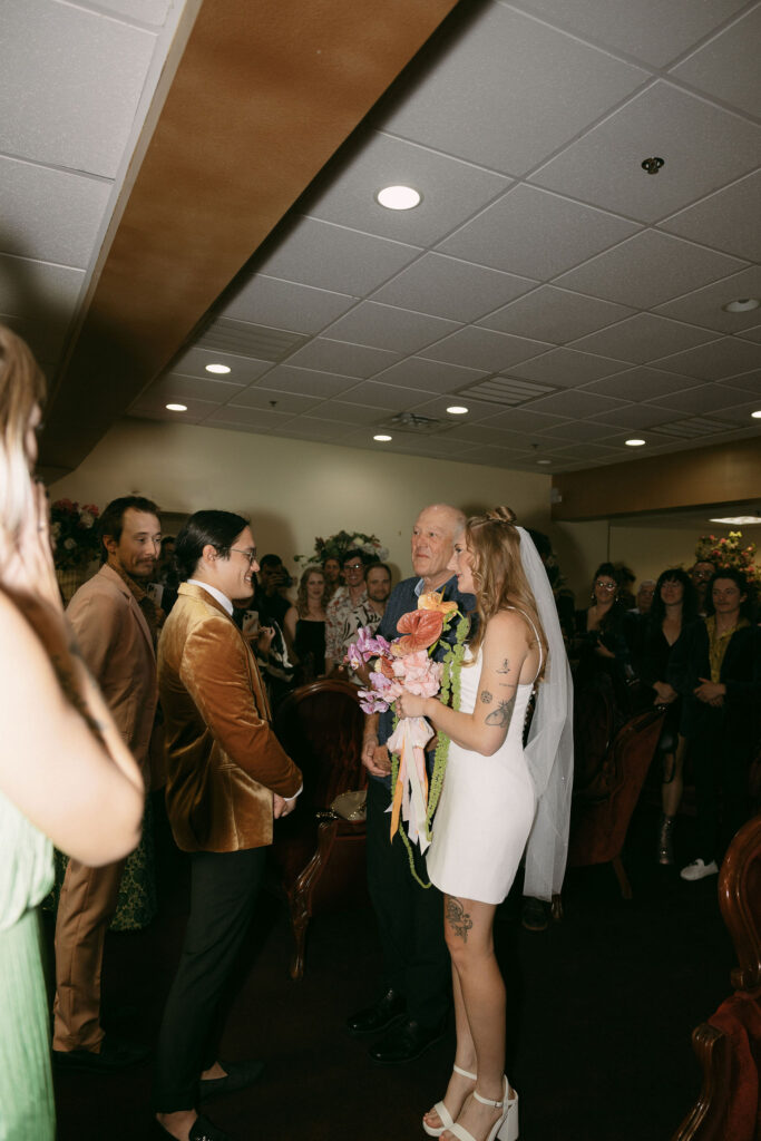 Bride and groom during their Chapel Amore wedding ceremony in Las Vegas