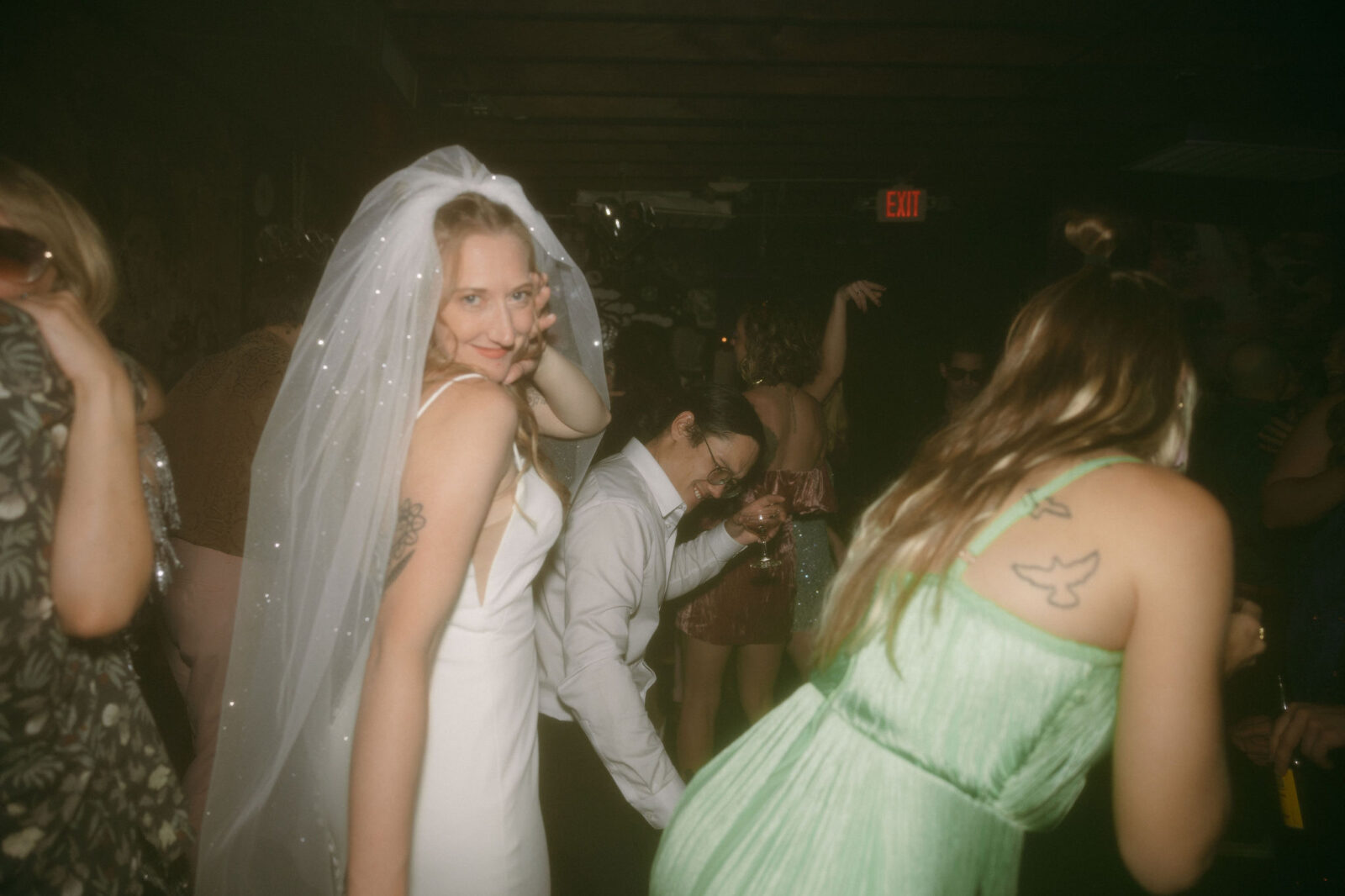 Bride and groom dancing during their intimate Velveteen Rabbit wedding reception