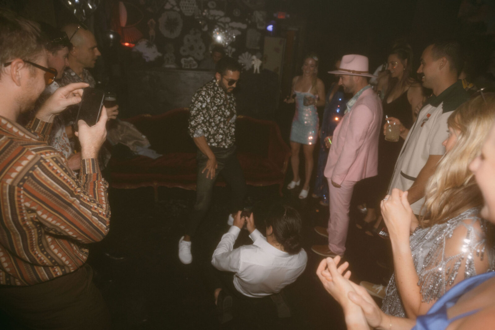 Groom dancing during his Velveteen Rabbit wedding reception