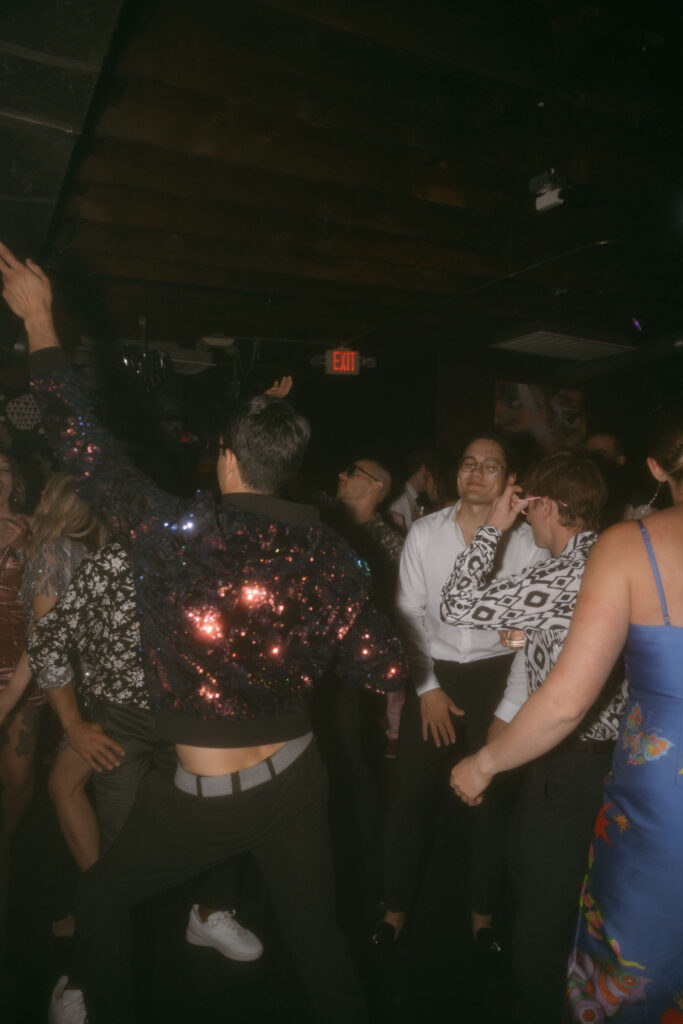 Guests dancing during a Velveteen Rabbit wedding reception