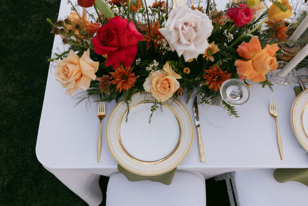 Colorful Midcentury Manor wedding reception in Las Vegas