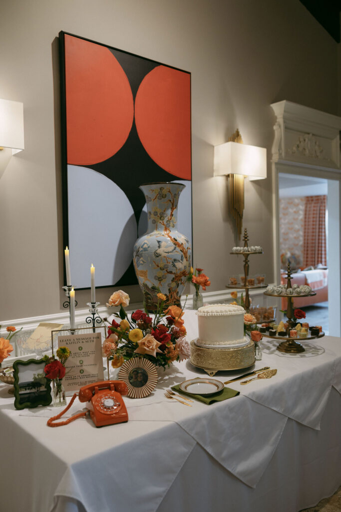 Wedding reception desert table at Midcentury Manor in Las Vegas