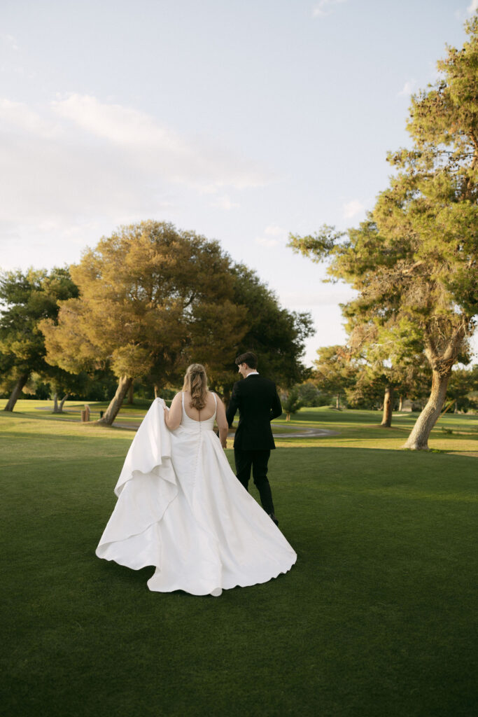 Bride and grooms outdoor wedding photos at Midcentury Manor - Las Vegas wedding venue