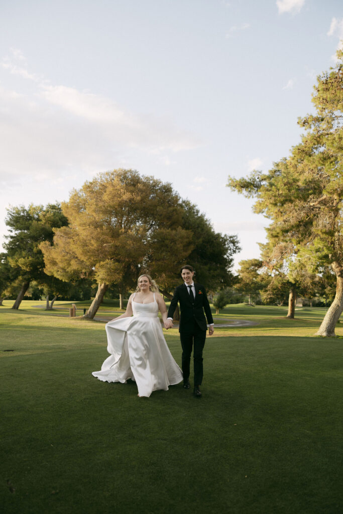Bride and grooms outdoor wedding photos at Midcentury Manor - Las Vegas wedding venue