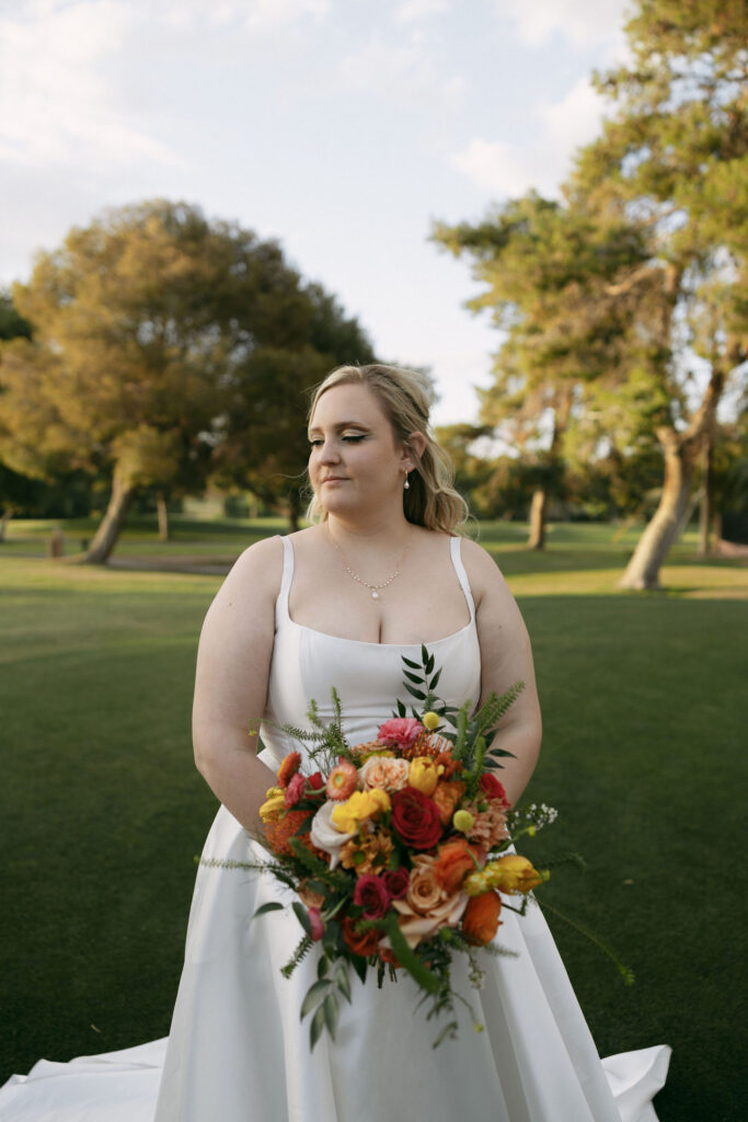 Outdoor bridal portraits at Midcentury Manor in Las Vegas