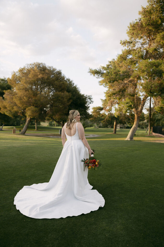 Outdoor bridal portraits at Midcentury Manor in Las Vegas