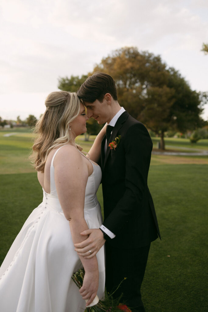 Bride and grooms outdoor wedding photos at Midcentury Manor - Las Vegas wedding venue