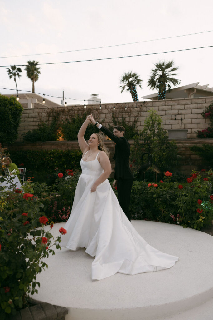 Bride and grooms first dance at Midcentury Manor in Las Vegas