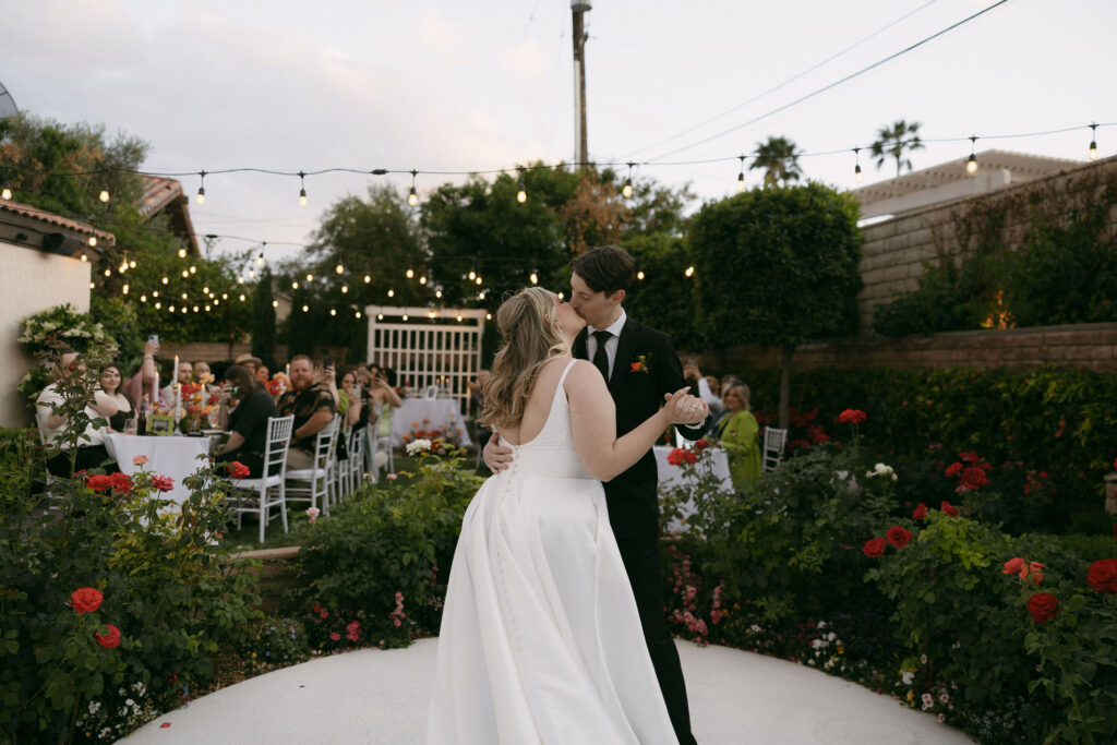 Bride and grooms first dance at Midcentury Manor in Las Vegas