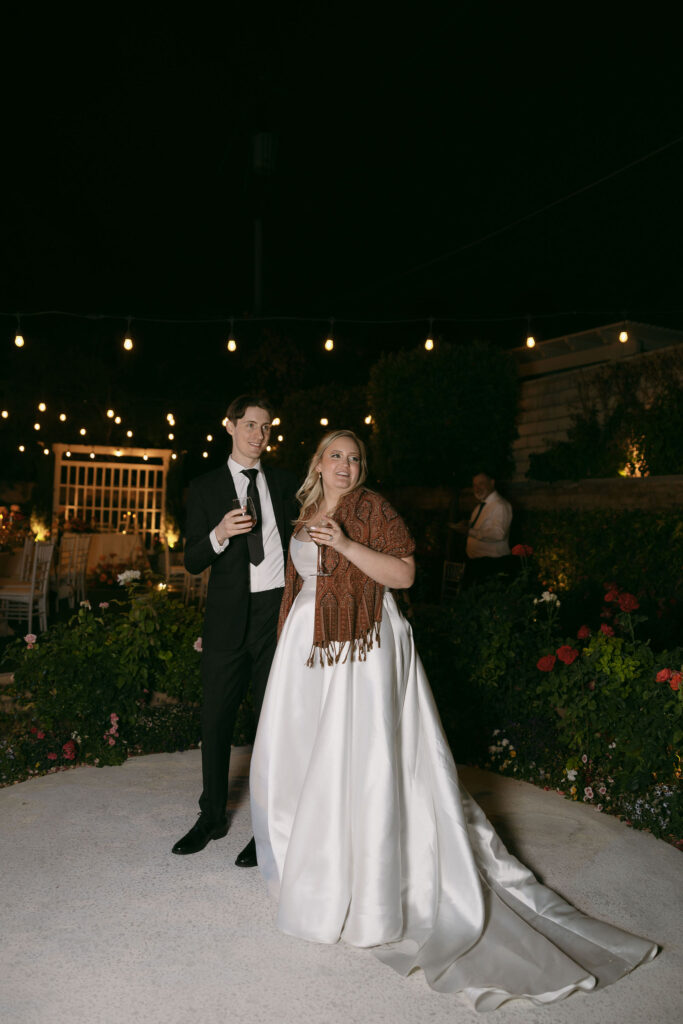 Bride and groom giving a speech