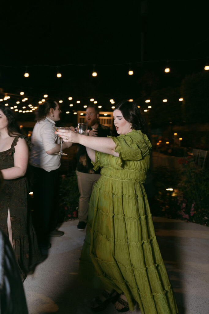 Guest dancing at a Midcentury Manor wedding reception in Las Vegas