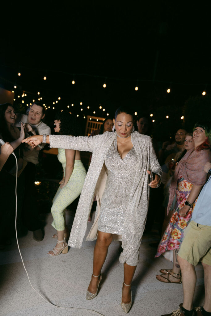 Open dancing during a Midcentury Manor wedding reception in Las Vegas