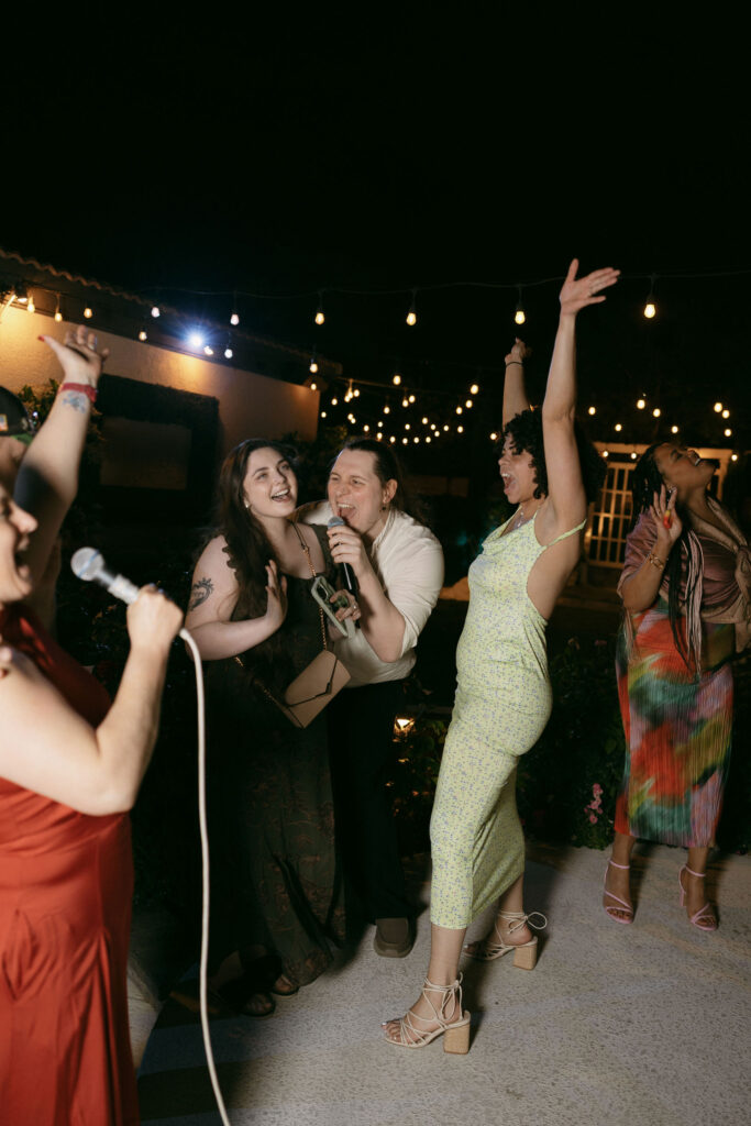 Open dancing during a Midcentury Manor wedding reception in Las Vegas