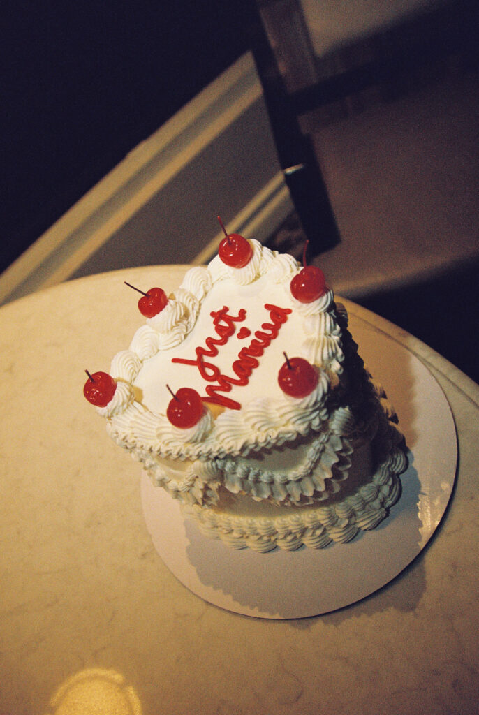 Just married Las Vegas elopement cake by Winston Marie Cakes