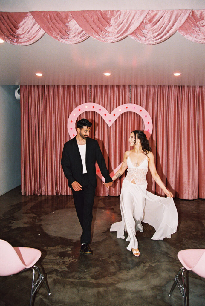 Candid Vegas film elopement photos at Sure Thing Chapel