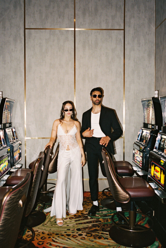 Editorial casino elopement photos in Las Vegas