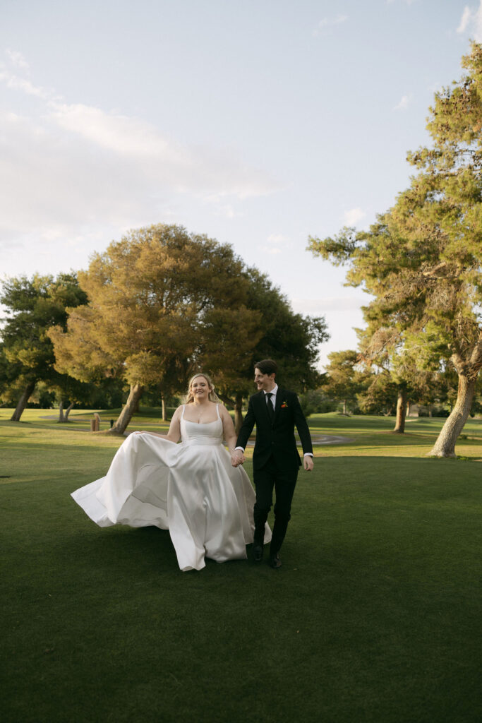 Bride and grooms outdoor wedding portraits at Midcentury Manor in Las Vegas