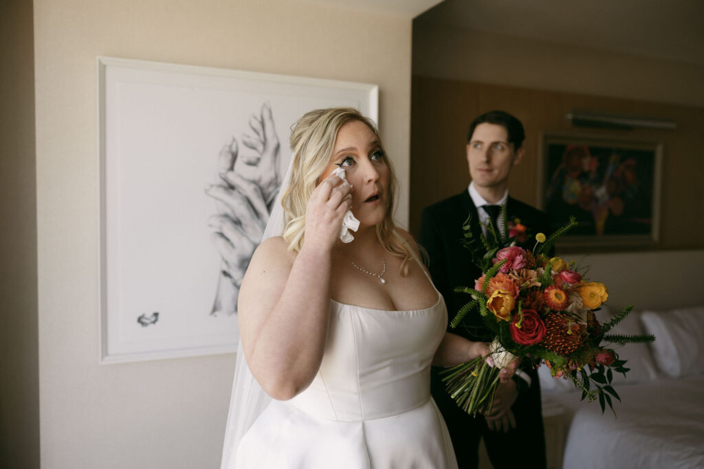 Bride getting emotional after first looks