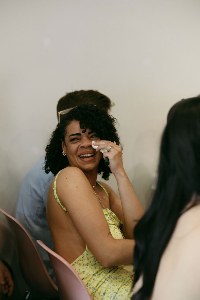 Friend getting emotional during the ceremony