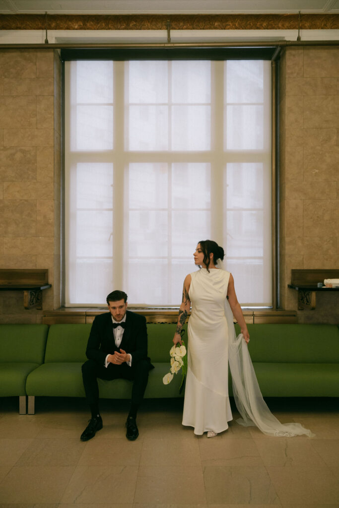 Editorial New York City Hall elopement portraits.