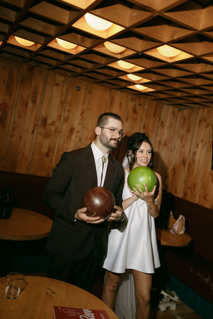 Bride and grooms elopement reception photos at High Rollers