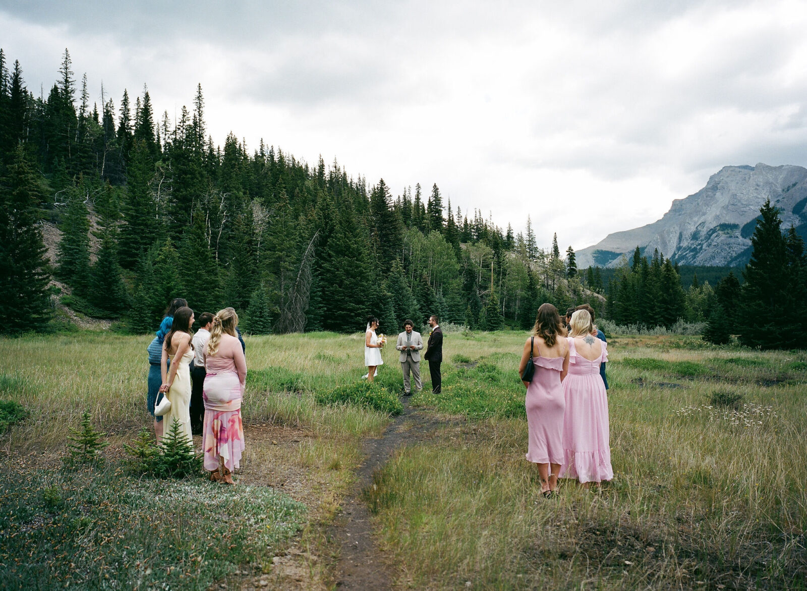 Intimate Banff National Park elopement ceremony on film